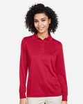 Harriton M348LW Women's Advantage Snag Protection Plus IL Long Sleeve Polo - Red - model front