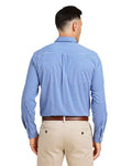 vineyard vines W012060 Men's On-The-Go Nylon Gingham Shirt - Martime Blue - model back
