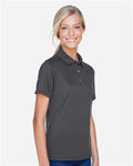 Harriton M345W Women's Advantage Snag Protection Plus IL Snap Placket Polo - Dark Charcoal - model side