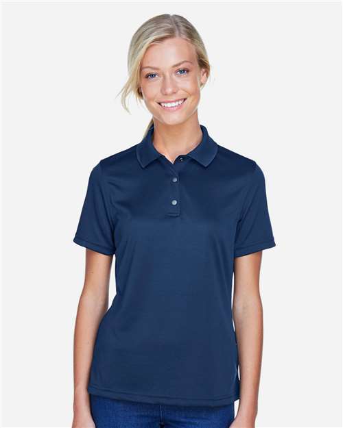 Harriton M345W Women's Advantage Snag Protection Plus IL Snap Placket Polo - Dark Navy - model front