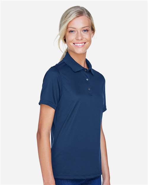 Harriton M345W Women's Advantage Snag Protection Plus IL Snap Placket Polo - Dark Navy - model side