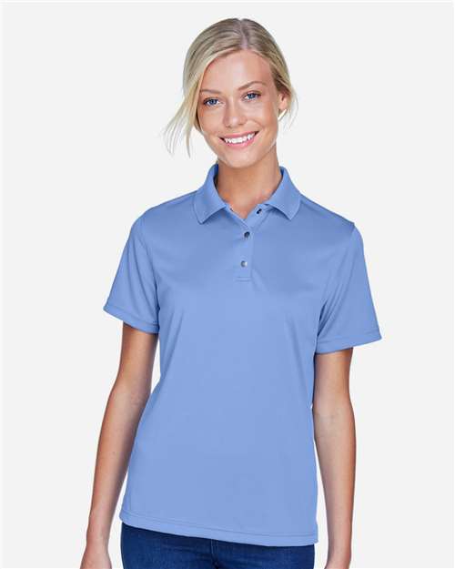 Harriton M345W Women's Advantage Snag Protection Plus IL Snap Placket Polo - Industry Blue - model front