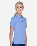 Harriton M345W Women's Advantage Snag Protection Plus IL Snap Placket Polo - Industry Blue - model side