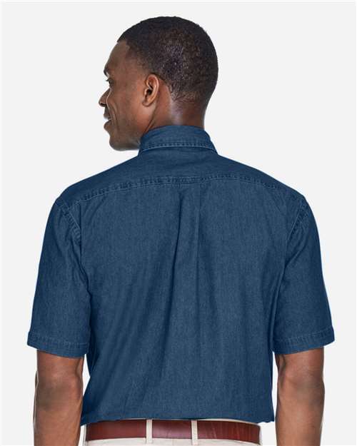 Harriton M550S Men's Denim Shirt - Dark Denim - model back