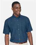 Harriton M550S Men's Denim Shirt - Dark Denim - model front