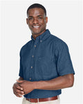 Harriton M550S Men's Denim Shirt - Dark Denim - model side