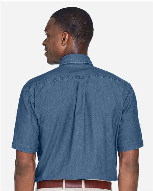 Harriton M550S Men's Denim Shirt - Light Denim - model back