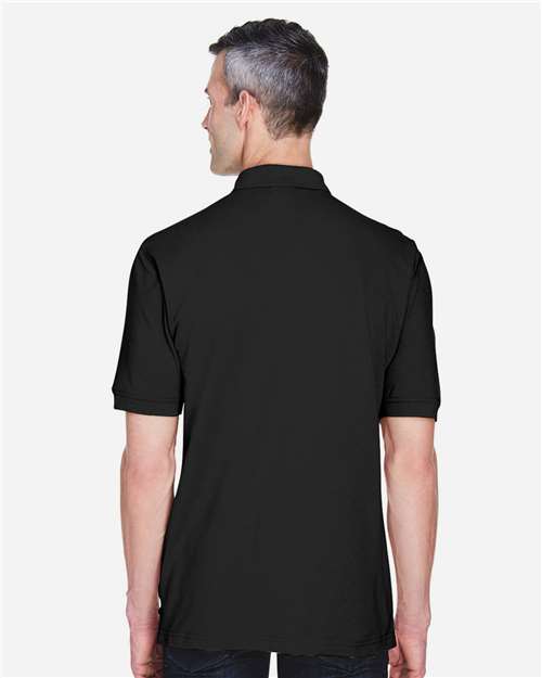 Harriton M265P Men's Easy Blend Polo with Pocket - Black - model back