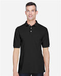 Harriton M265P Men's Easy Blend Polo with Pocket - Black - model front