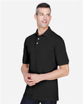 Harriton M265P Men's Easy Blend Polo with Pocket - Black - model side