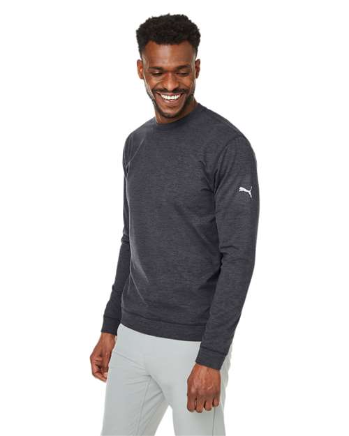 Puma Golf 531279 Men's Cloudspun Crewneck Sweatshirt - Puma Black Heather - model side
