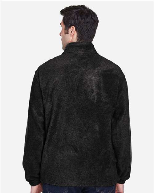 Harriton M990T Men's Tall Full-Zip Fleece - Black - model back
