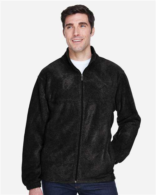 Harriton M990T Men's Tall Full-Zip Fleece - Black - model front