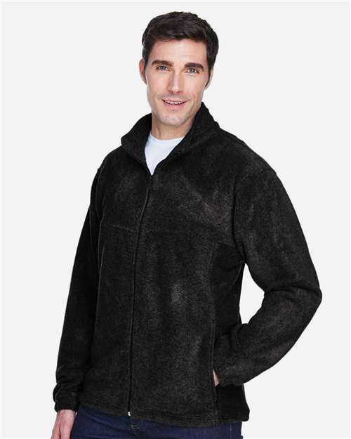 Harriton M990T Men's Tall Full-Zip Fleece - Black - model side