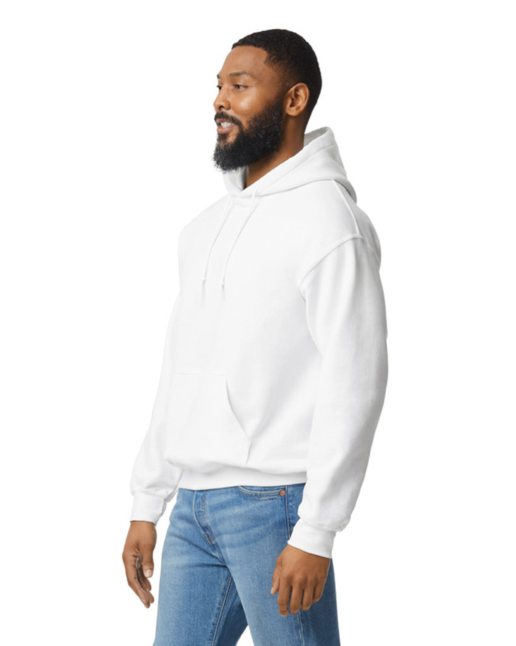 Gildan G125 DryBlend Hooded Sweatshirt - White - model side