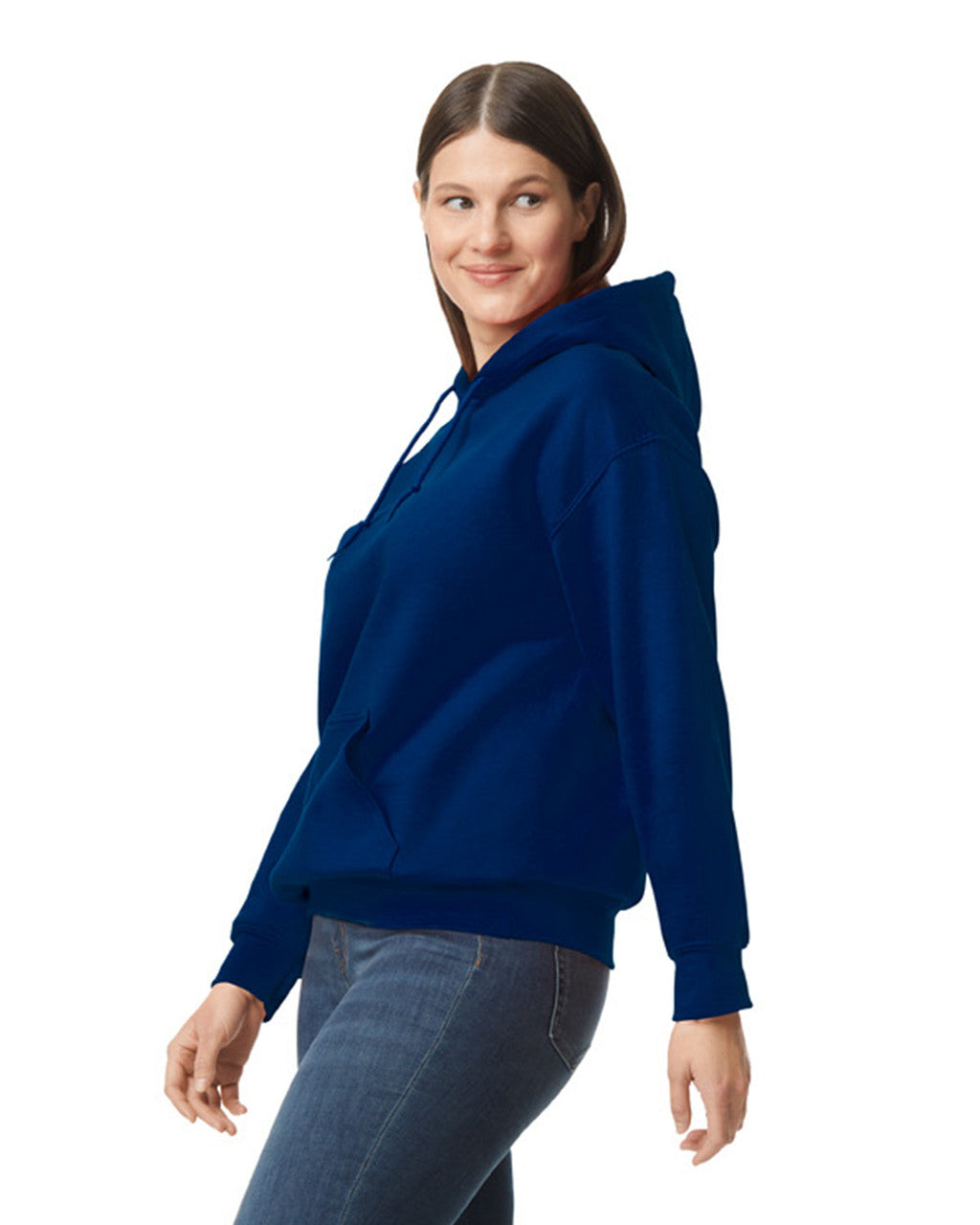 Gildan G125 DryBlend Hooded Sweatshirt - Navy - model side