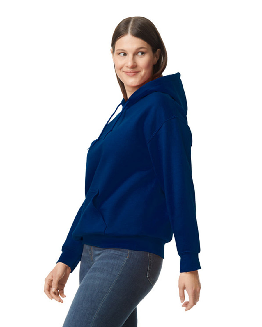 Gildan G125 DryBlend Hooded Sweatshirt - Navy - model side