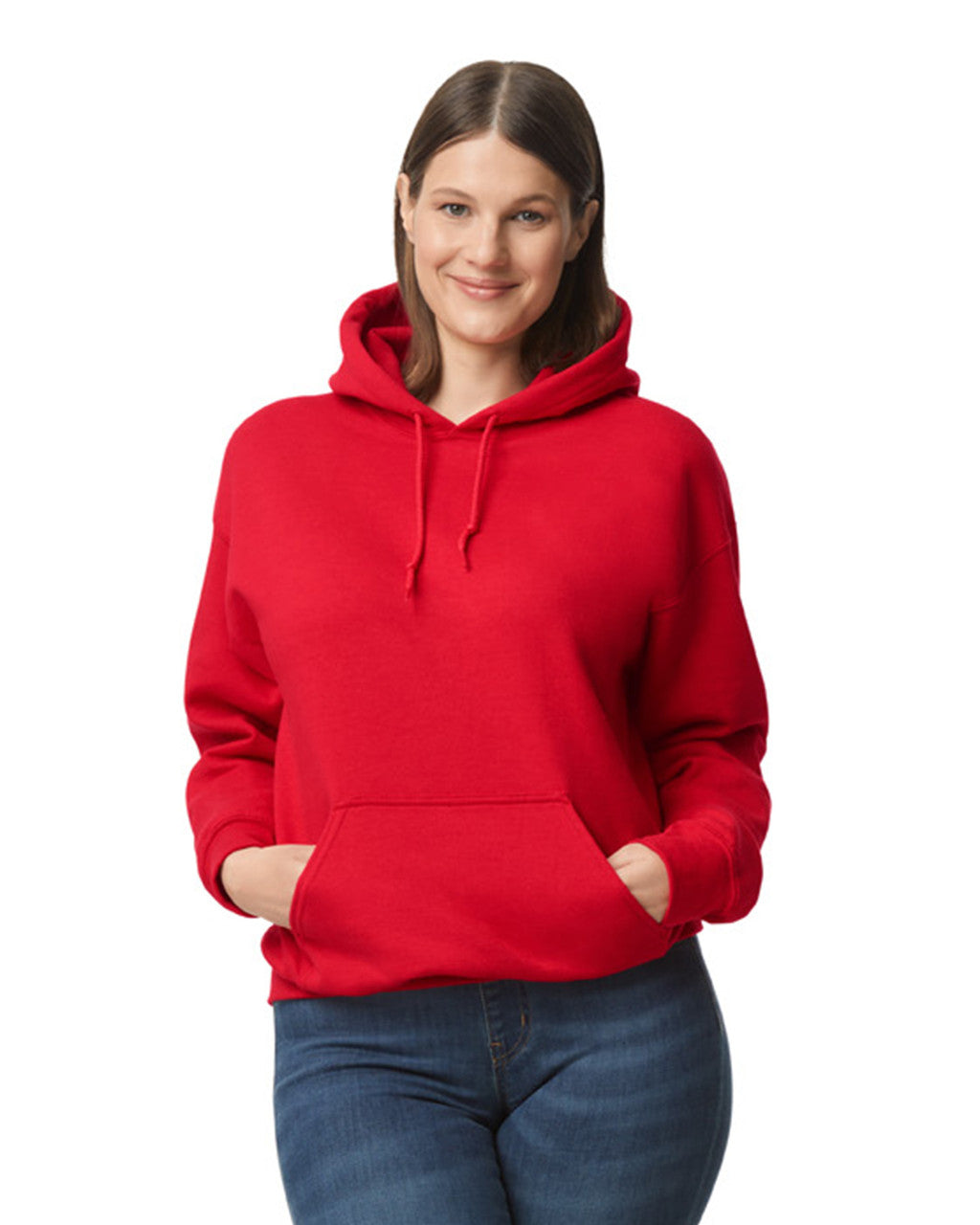 Gildan G125 DryBlend Hooded Sweatshirt - Red - model front