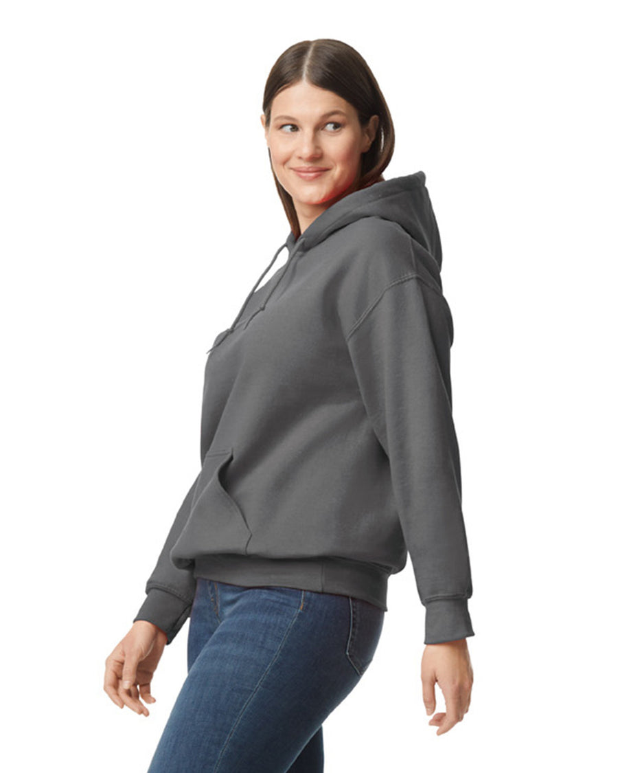 Gildan G125 DryBlend Hooded Sweatshirt - Charcoal - model side