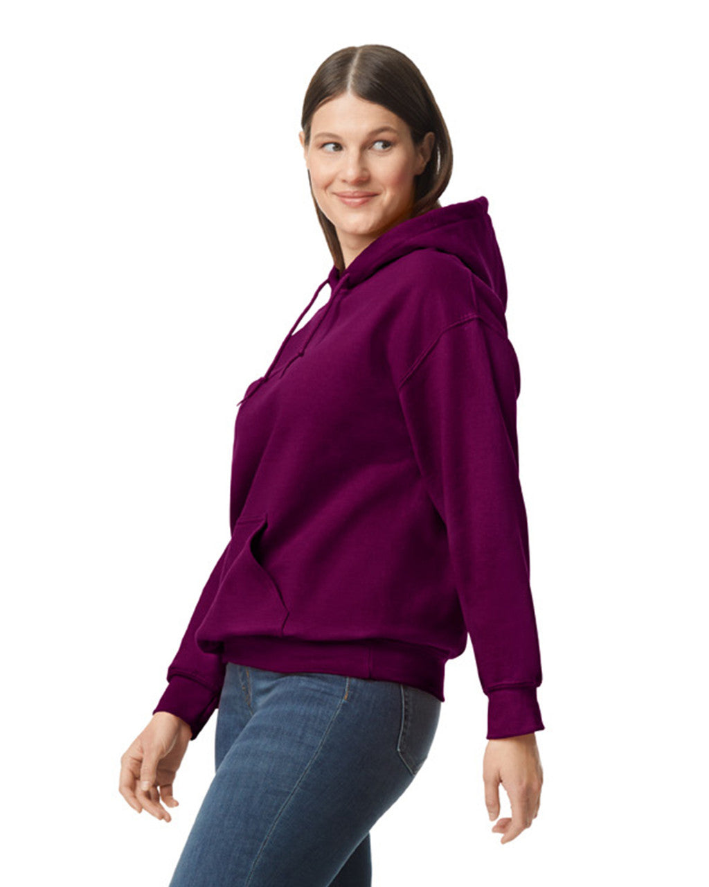 Gildan G125 DryBlend Hooded Sweatshirt - Maroon - model side