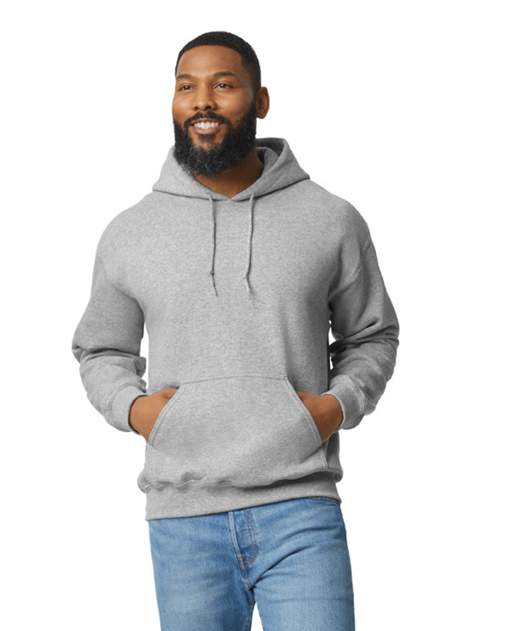 Gildan G125 DryBlend Hooded Sweatshirt - Sport Grey - model front