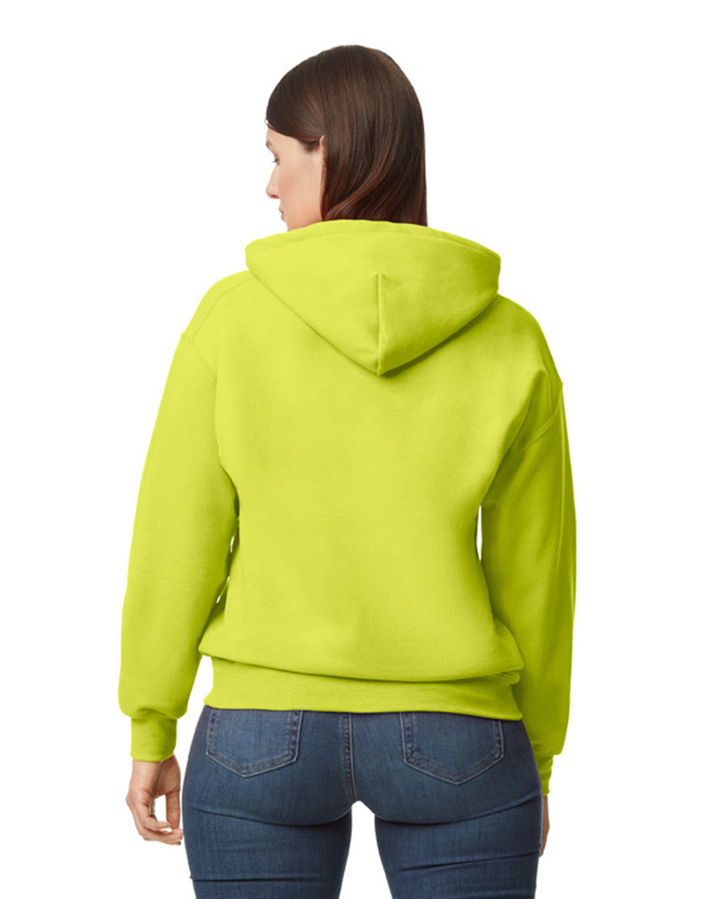 Gildan G125 DryBlend Hooded Sweatshirt - Safety Green - model back