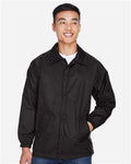 Harriton M775 Unisex Nylon Staff Jacket - Black - model front