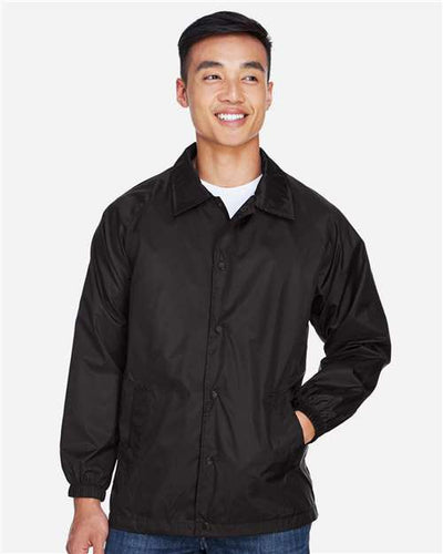 Harriton M775 Unisex Nylon Staff Jacket - Black - model front