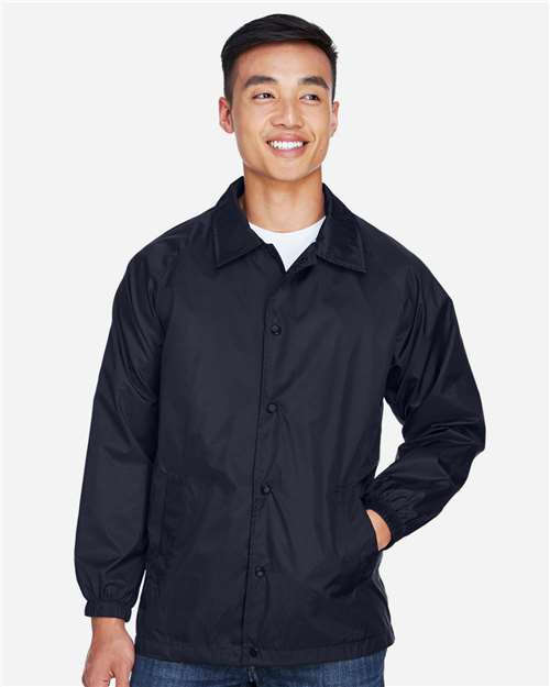 Harriton M775 Unisex Nylon Staff Jacket - Navy - model front