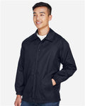 Harriton M775 Unisex Nylon Staff Jacket - Navy - model side