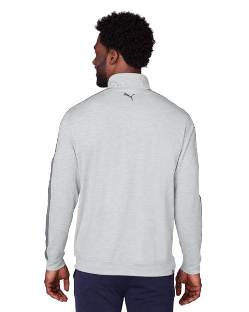 Puma Golf 599129 Men's Cloudspun Quarter-Zip Pullover - High Rise Heather/ Quiet Shade - model back