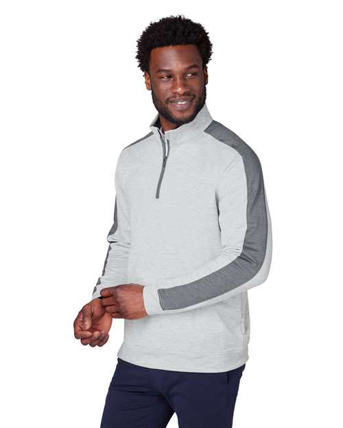 Puma Golf 599129 Men's Cloudspun Quarter-Zip Pullover - High Rise Heather/ Quiet Shade - model side