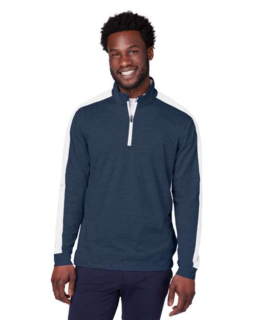 Puma Golf 599129 Men's Cloudspun Quarter-Zip Pullover - Navy Blazer/ Bright White - model front