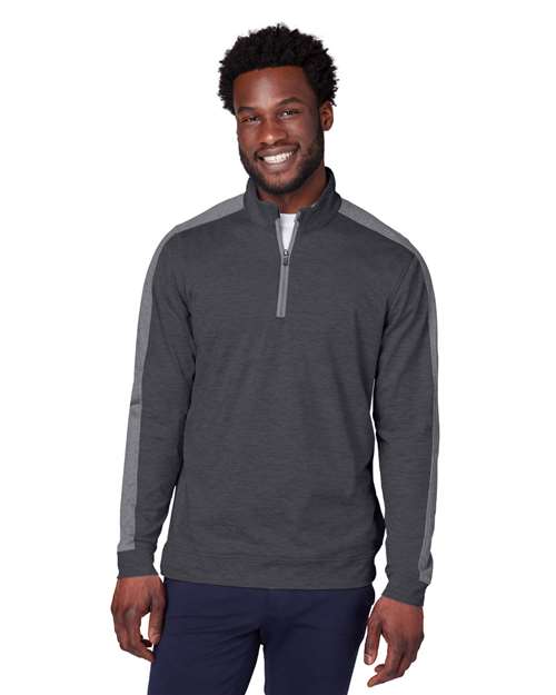 Puma Golf 599129 Men's Cloudspun Quarter-Zip Pullover - Puma Black Heather/ Quiet Shade - model front