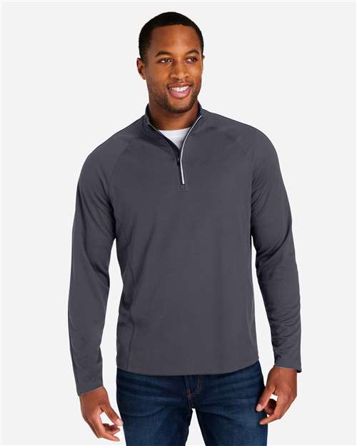 Core 365 CE418 Men's Origin Performance Pique Quarter-Zip Pullover - Carbon/ Black - model front