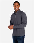Core 365 CE418 Men's Origin Performance Pique Quarter-Zip Pullover - Carbon/ Black - model side