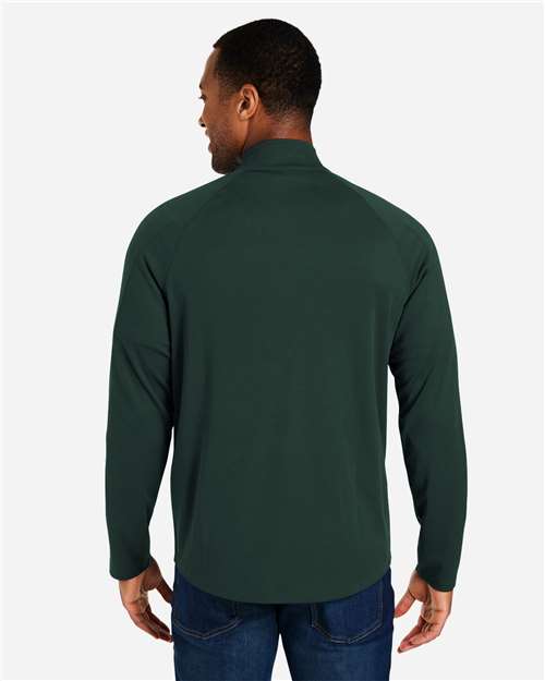 Core 365 CE418 Men's Origin Performance Pique Quarter-Zip Pullover - Forest/ Carbon - model back