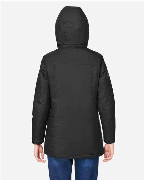 Core 365 CE725W Women's Inspire 3-in-1 Jacket with Insulated Liner - Black/ Carbon - model back