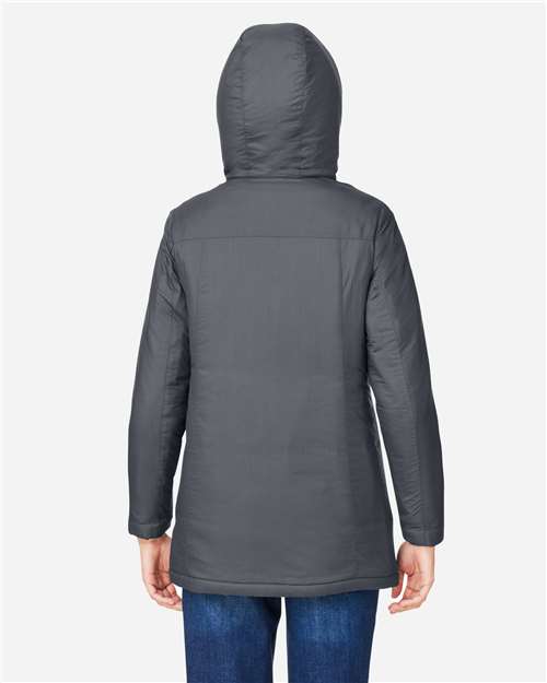 Core 365 CE725W Women's Inspire 3-in-1 Jacket with Insulated Liner - Carbon/ Black - model back