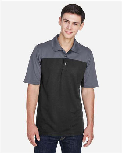Core 365 CE101 Men's Balance Colorblock Performance Piqué Polo - Black/ Carbon - model front
