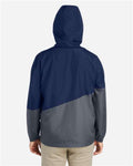 Core 365 CE710 Unisex Techno Lite Colorblock Windbreaker - Classic Navy Heather/ Carbon - model back