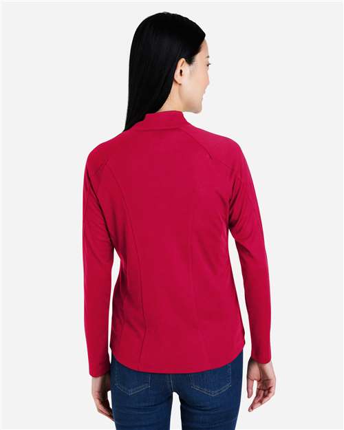 Core 365 CE418W Women's Origin Performance Pique Quarter-Zip Pullover - Classic Red/ Carbon - model back