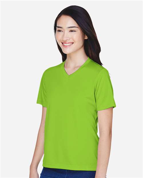 Team 365 TT11W Women's Zone Performance T-Shirt - Acid Green - model side