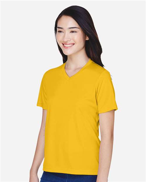 Team 365 TT11W Women's Zone Performance T-Shirt - Sport Athletic Gold - model side
