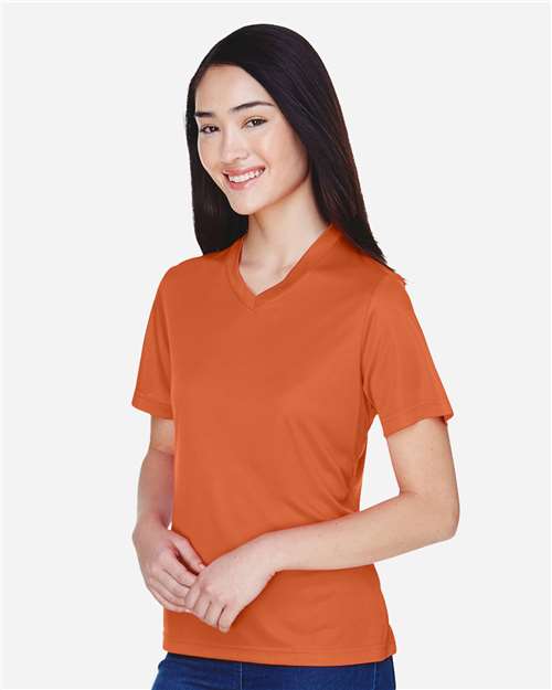 Team 365 TT11W Women's Zone Performance T-Shirt - Sport Burnt Orange - model side