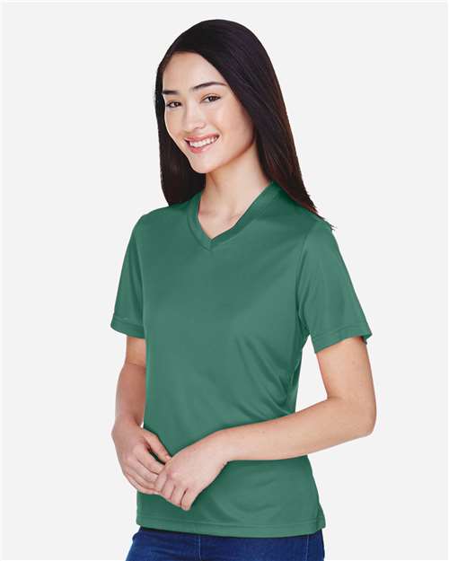 Team 365 TT11W Women's Zone Performance T-Shirt - Sport Dark Green - model side