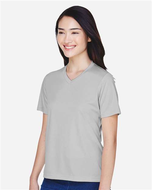 Team 365 TT11W Women's Zone Performance T-Shirt - Sport Silver - model side