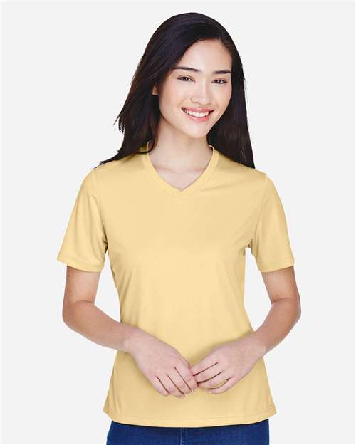 Team 365 TT11W Women's Zone Performance T-Shirt - Sport Vegas Gold - model front