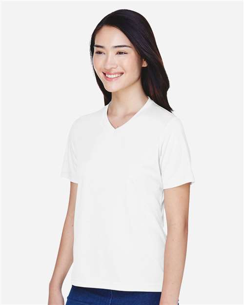 Team 365 TT11W Women's Zone Performance T-Shirt - White - model side