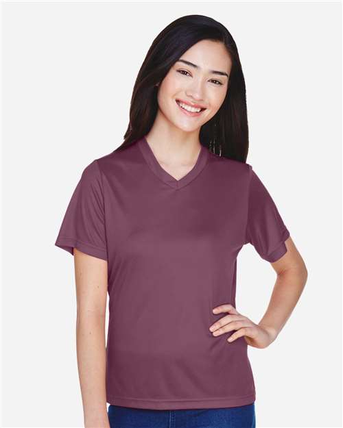 Team 365 TT11W Women's Zone Performance T-Shirt - Sport Dark Maroon - model front